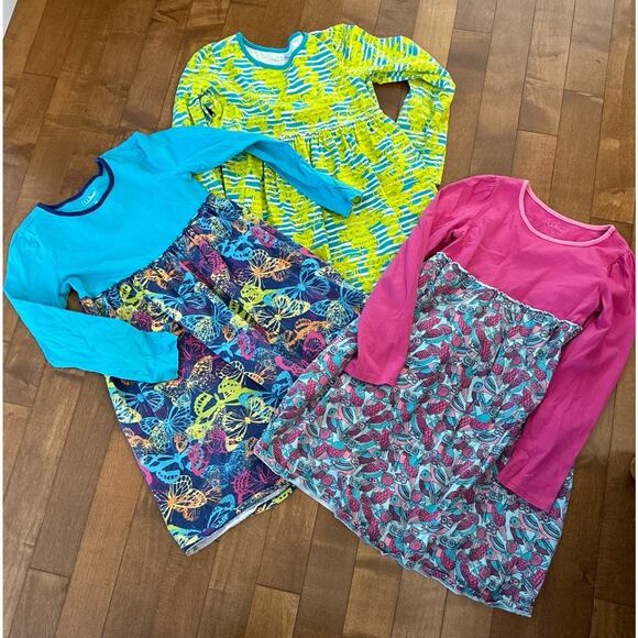 L.L. Bean cotton long sleeved dress bundle of 3 butterfly’s owls aged 8 & 10 - Picture 2 of 11